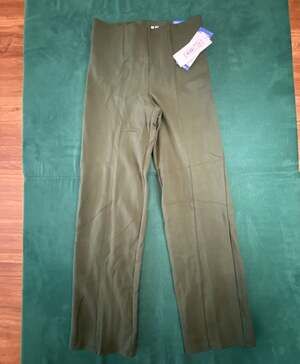 Slim Factor by Investments Slim Straight Pants Olive Green Size S Short